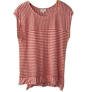 Seed Heritage 100% Linen Striped Red Cream Top Blouse Womens size Medium